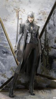 Stunning Sci-Fi Cybernetic Warrior Girl with Silver Hair Wallpaper