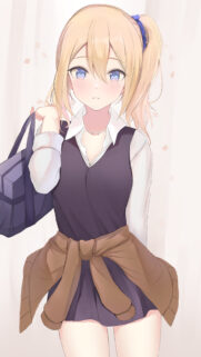 Beautiful Blonde Anime Schoolgirl Wallpaper High Quality 4K
