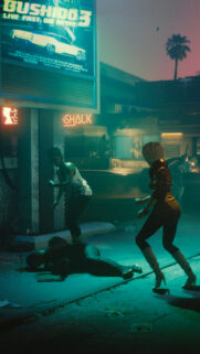 Cyberpunk Street Fight Cinematic Wallpaper for Mobile