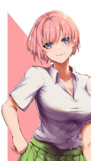 Beautiful Anime Girl with Pink Hair and Blue Eyes High Quality Wallpaper