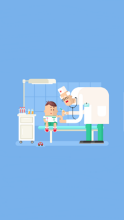 Cute Cartoon Doctor Giving Vaccination to a Young Boy Flat Vector Wallpaper