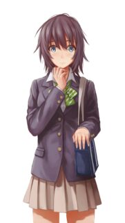 Cute Anime School Girl with Brown Hair Wearing Uniform High Resolution Wallpaper
