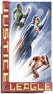 Justice League Vintage Poster Wallpaper Featuring Superman Green Lantern and The Flash