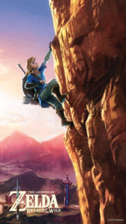 Link Climbing a Mountain in The Legend of Zelda Breath of the Wild HD Wallpaper