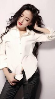 Stunning Portrait of an Elegant Asian Woman in a White Shirt High Quality Wallpaper