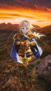 Alice Zuberg Sword Art Online Aesthetic Wallpaper with Sunset Horizon