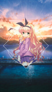 Anime Girl with Long Blonde Hair Sunset Background 4K Mobile Wallpaper