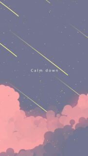 Calm Down Aesthetic Wallpaper with Pastel Clouds and Shooting Stars for Mobile