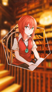Anime Girl Reading in a Cozy Library Wallpaper for Mobile