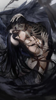Albedo and Ainz Ooal Gown Dark Fantasy Anime Wallpaper 4K