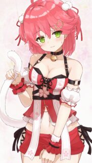 Sakura Miko Cute Anime Girl with Pink Hair and Cat Tail Mobile Wallpaper