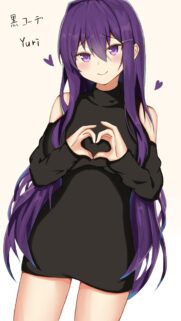Doki Doki Literature Club Yuri Anime Girl Heart Gesture Wallpaper