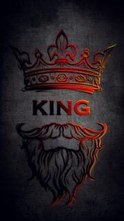 Majestic King Crown and Beard Illustration Dark Aesthetic Mobile Wallpaper