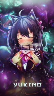 Cute Anime Girl Yukino with Heart Gift Box Wallpaper for Mobile