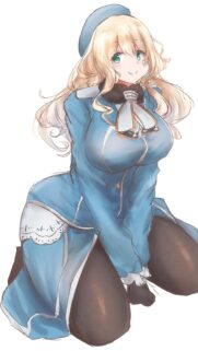 Beautiful Blonde Anime Girl in Blue Uniform Wallpaper for Mobile