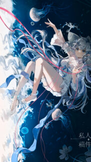 Anime Girl Underwater with Jellyfish Aesthetic Mobile Wallpaper
