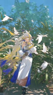 Anime Fantasy Elf Girl Surrounded by White Birds Wallpaper for Mobile
