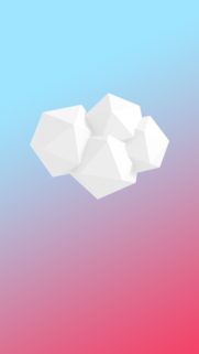 Minimalist 3D Geometric White Cloud Wallpaper on Soft Blue and Pink Gradient Background