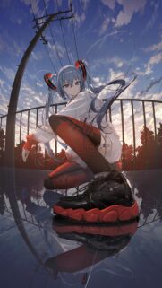 Anime Girl with Twin Tails in Streetwear Aesthetic Wallpaper for Mobile