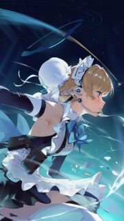 Futuristic Maid Anime Girl in Deep Space High Resolution Mobile Wallpaper