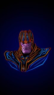 Neon Thanos Marvel Superhero Portrait High Quality Mobile Wallpaper