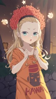 Cute Anime Girl with Hawaiian Flower Crown Wallpaper HD