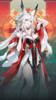Stunning Anime Fox Girl in Traditional Red and White Outfit 4K Mobile Wallpaper
