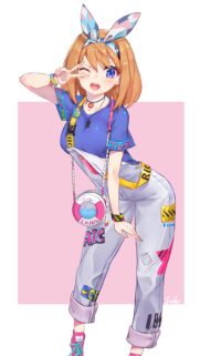 Cute Anime Girl with Bunny Ears Streetwear Aesthetic Wallpaper