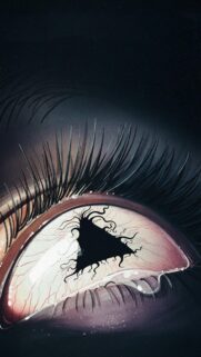 Surreal Dark Eye Illustration with Abstract Tentacles Wallpaper for Mobile