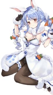 Cute Anime Bunny Girl with Blue Hair and Carrots High Resolution Wallpaper