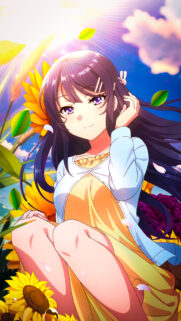 Mai Sakurajima Anime Girl Sunflower Field Aesthetic High Quality Wallpaper