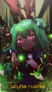 Uruha Rushia Anime Girl Glowing Green Eyes Wallpaper for Mobile