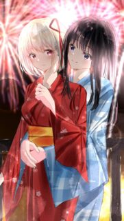 Lycoris Recoil Chisato and Takina Fireworks Festival Anime Wallpaper