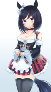 Cute Anime Girl with Black Hair and Horse Ears Wallpaper for Mobile Devices