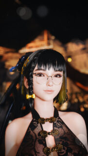 Stunning Anime Girl with Glasses and Elegant Lace Dress Mobile Wallpaper