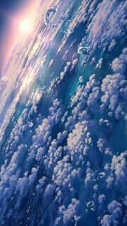 Stunning Anime Sky with Bubbles Wallpaper Aesthetic Mobile Background