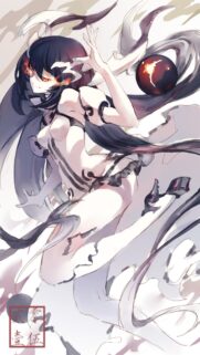 Stunning Anime Girl with Dark Energy Orbs Mobile Wallpaper