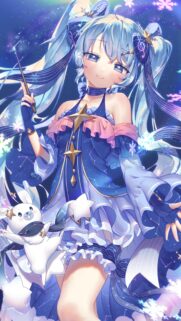 Hatsune Miku Winter Starry Night Aesthetic Anime Wallpaper 4K