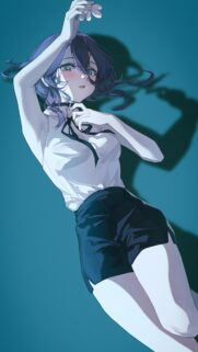 Stunning Anime Girl with Blue Hair High Resolution Mobile Wallpaper