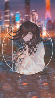 Kokichi Oma Anime Aesthetic Wallpaper with City Skyline Background