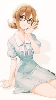 Cute Anime Girl with Glasses and Braided Hair Aesthetic Mobile Wallpaper
