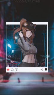 Anime Girl Wolf Ears Street Night City Aesthetic Wallpaper for Mobile