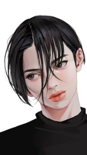 Stunning Anime Style Portrait of a Handsome Man with Short Black Hair Digital Art Wallpaper