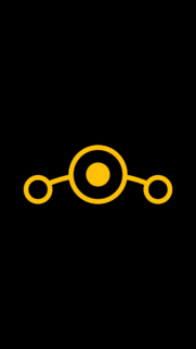 Minimalist Yellow Molecular Icon on Solid Black Background Mobile Wallpaper