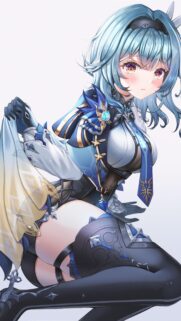 Eula Lawrence Genshin Impact Blue Hair Anime Girl High Quality Wallpaper