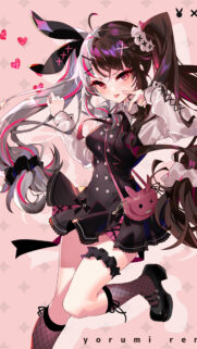Cute Anime Girl with Bunny Ears and Pink Aesthetic Wallpaper for Mobile