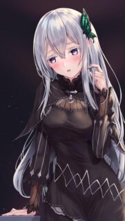 Stunning Anime Girl with Silver Hair and Butterfly Accessory High Quality Mobile Wallpaper
