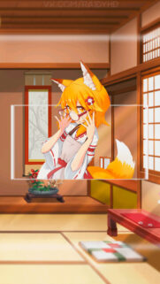 Cute Anime Fox Girl With Glasses In Traditional Japanese Room Wallpaper