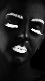 Stunning Black and White Artistic Portrait with High Contrast Makeup Wallpaper