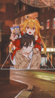 Anime Couple Aesthetic Phone Wallpaper with Bestia Manga Book Cover